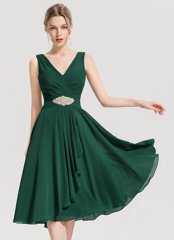 Robe Cocktail Émeraude Fluide Élégante - gallery 7