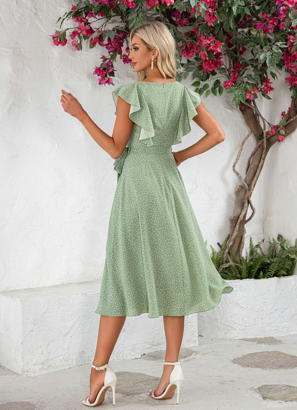 Robe Verte Volant - gallery 1