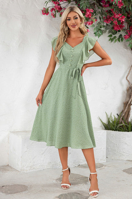 Robe Verte Volant - gallery 3