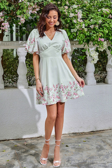 Robe Fleurie Rouge Et Verte - gallery 5