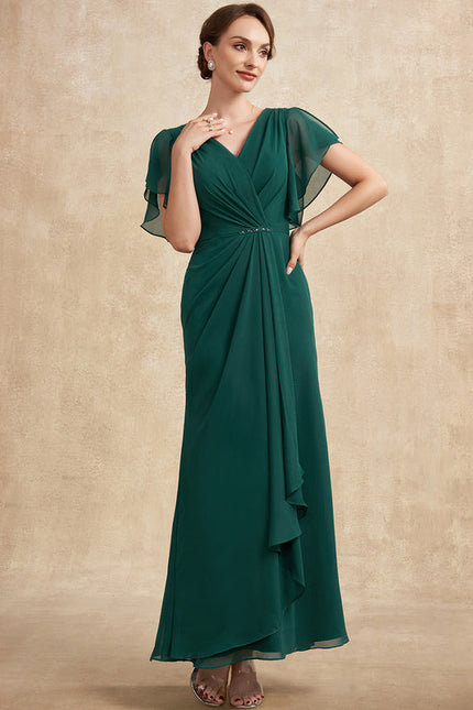 Robe Fluide Chic Col V Émeraude - gallery 1