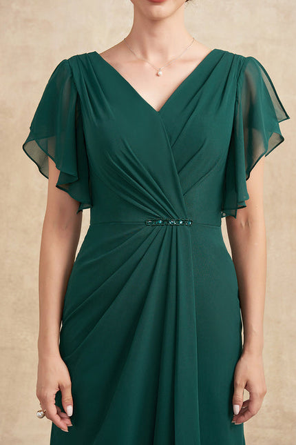 Robe Fluide Chic Col V Émeraude - gallery 7