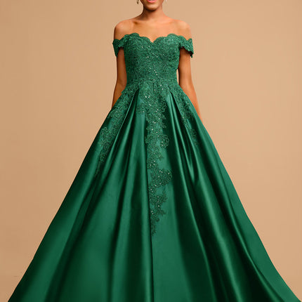 Robe De Bal Verte Satinée