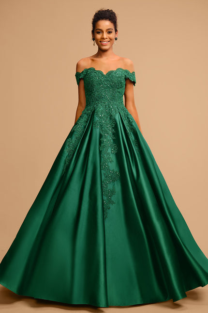 Robe De Bal Verte Satinée