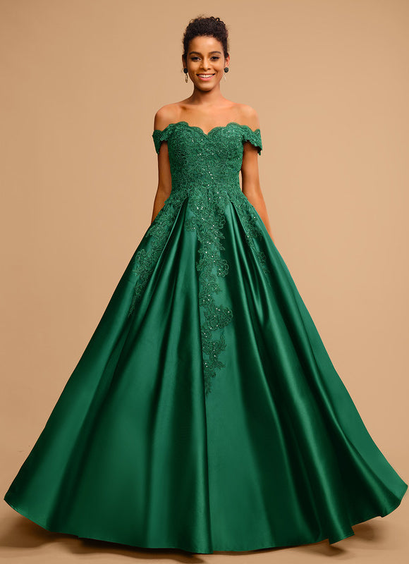 Robe De Bal Verte Satinée