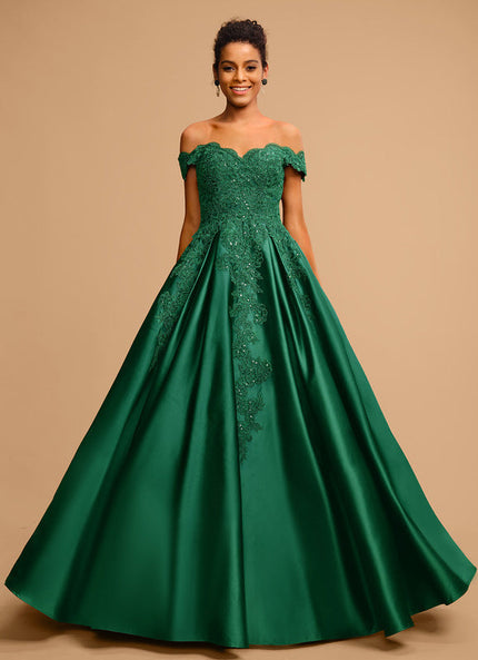 Robe De Bal Verte Satinée