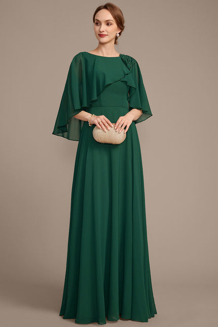 Robe Élégante Mousseline Verte Fluide - gallery 2