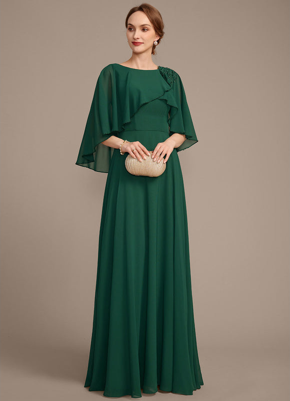 Robe Élégante Mousseline Verte Fluide - gallery 2