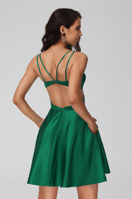 Robe Verte À Taille Cintrée Chic - gallery 5