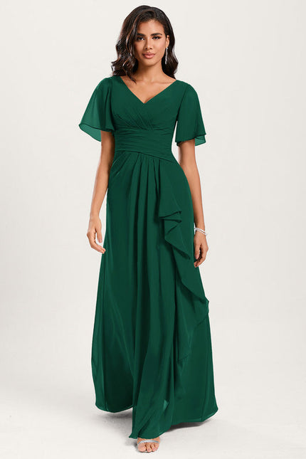Robe Demoiselle D'Honneur Volants Verts - gallery 4