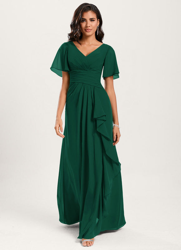 Robe Demoiselle D'Honneur Volants Verts - gallery 4