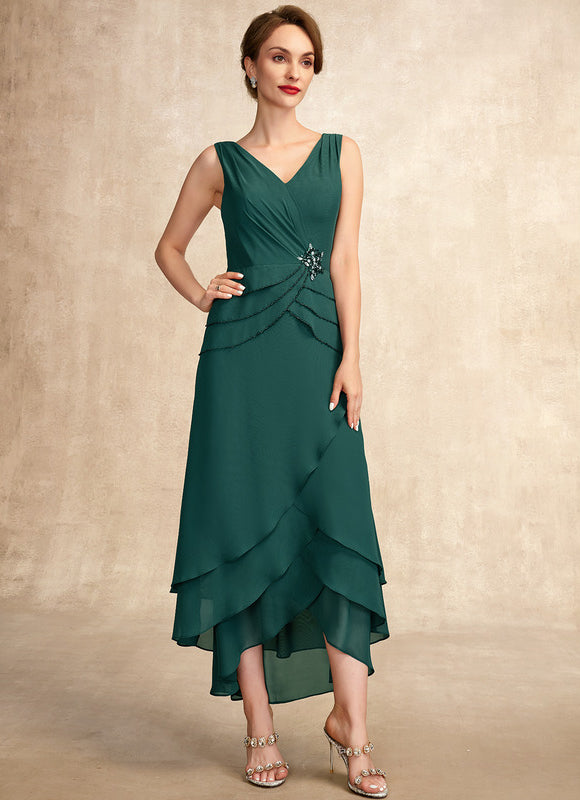 Robe Élégante À Volants Vert Foncé - gallery 1