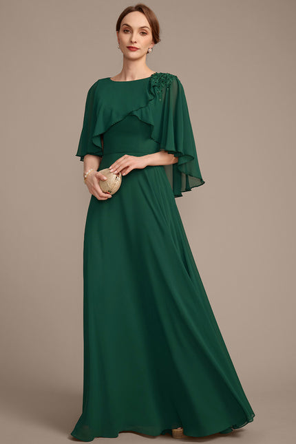 Robe Élégante Mousseline Verte Fluide - gallery 4
