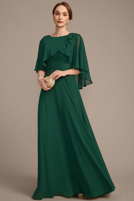 Robe Élégante Mousseline Verte Fluide - gallery 4