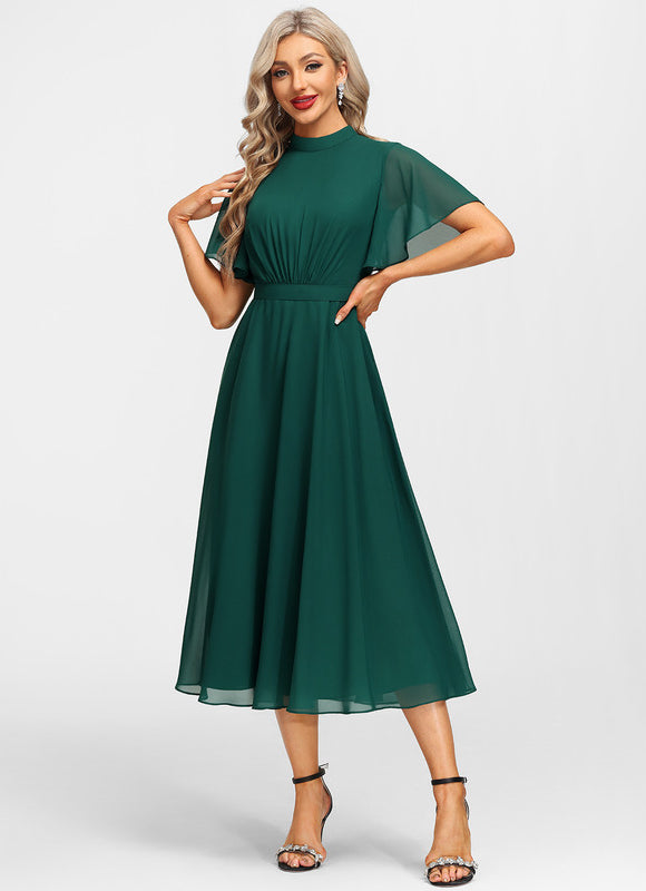 Robe Élégante Col Montant Fluide - gallery 4