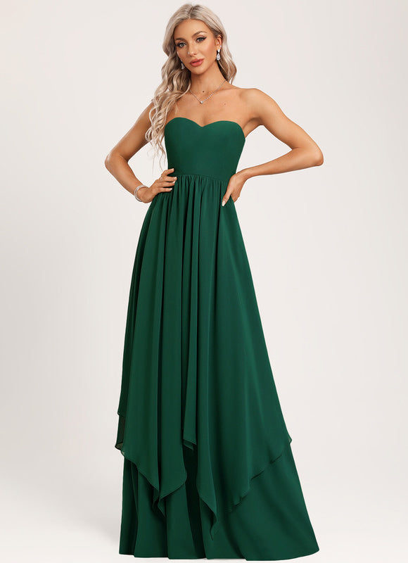 Robe Longue Vert Émeraude À Manches Cape - gallery 2