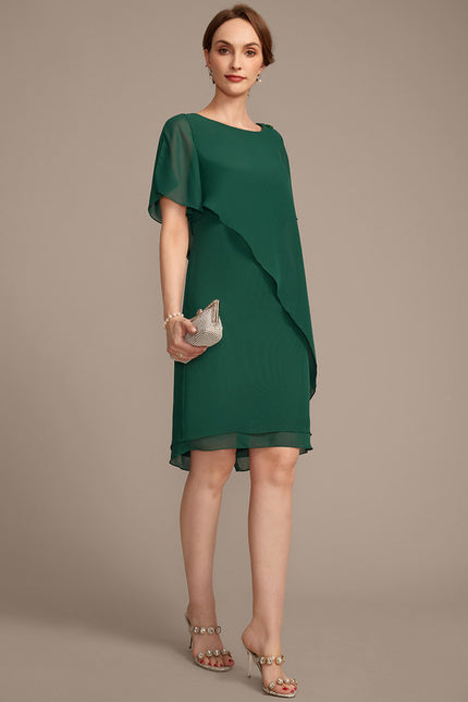 Robe Chic Mousseline Vert Élégant - gallery 4