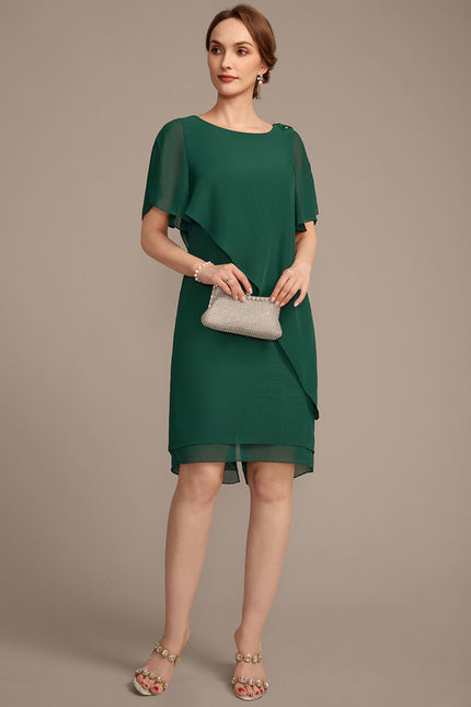 Robe Chic Mousseline Vert Élégant - gallery 1