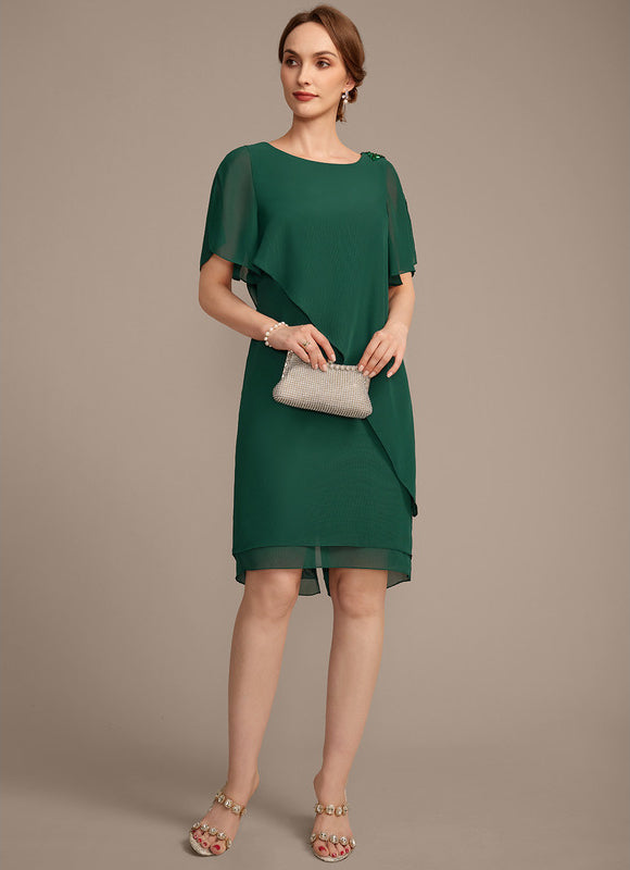 Robe Chic Mousseline Vert Élégant - gallery 1