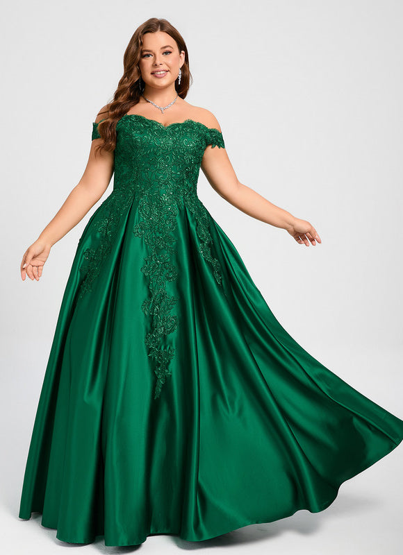 Robe De Bal Verte Satinée - gallery 4