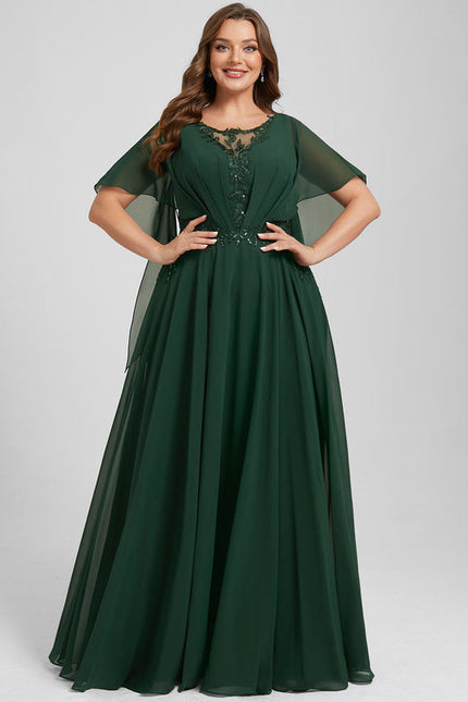 Robe Élégante Verte À Cape - gallery 8
