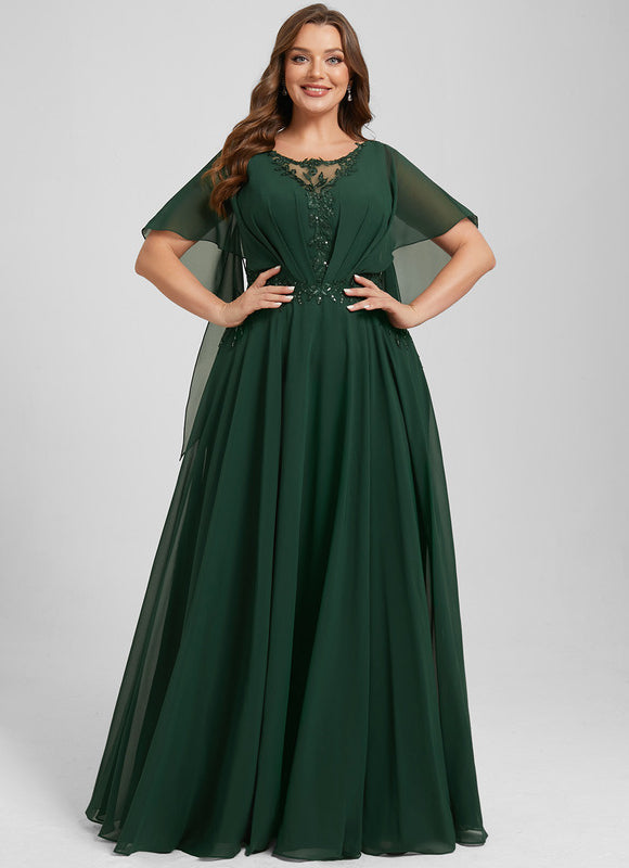 Robe Élégante Verte À Cape - gallery 8