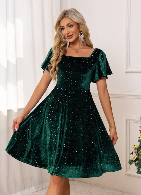 Robe Velour Vert Bouteille