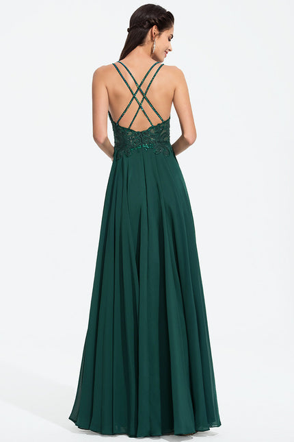Robe Bal Émeraude Élégante Fluide - gallery 7