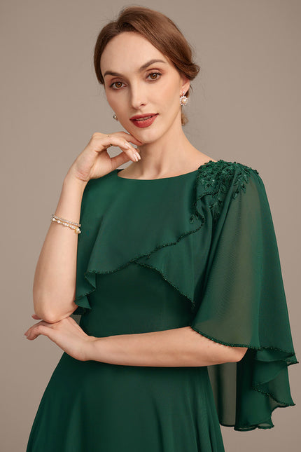 Robe Élégante Mousseline Verte Fluide - gallery 1