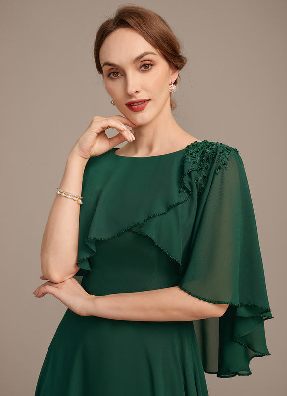 Robe Élégante Mousseline Verte Fluide - gallery 1