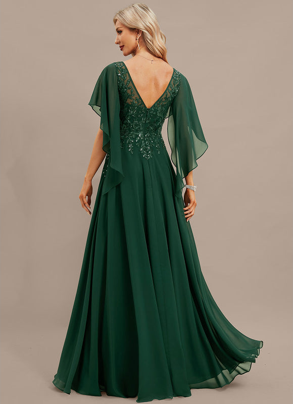 Robe Élégante Verte À Cape - gallery 6