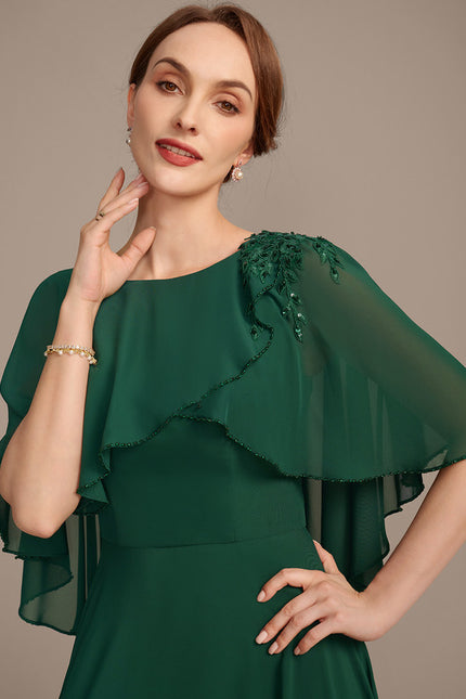 Robe Élégante Mousseline Verte Fluide - gallery 3