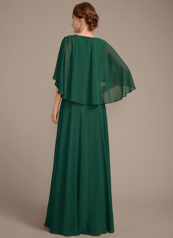 Robe Élégante Mousseline Verte Fluide - gallery 7