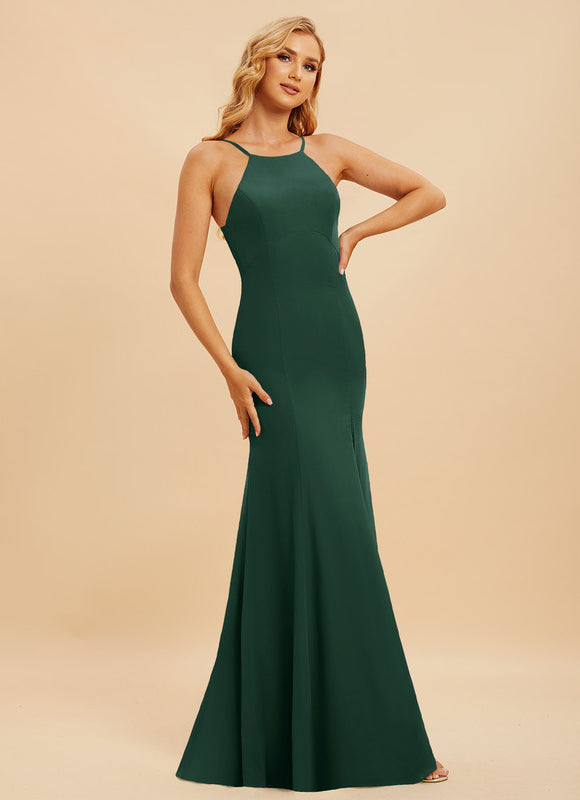 Robe Élégante Verte Fendue Chic - gallery 3