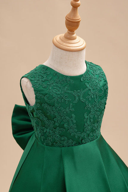 Robe Enfant Chic Asymétrique Verte - gallery 6