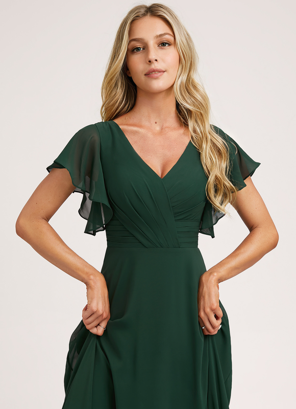 Robe Demoiselle D'Honneur Volants Verts - gallery 3