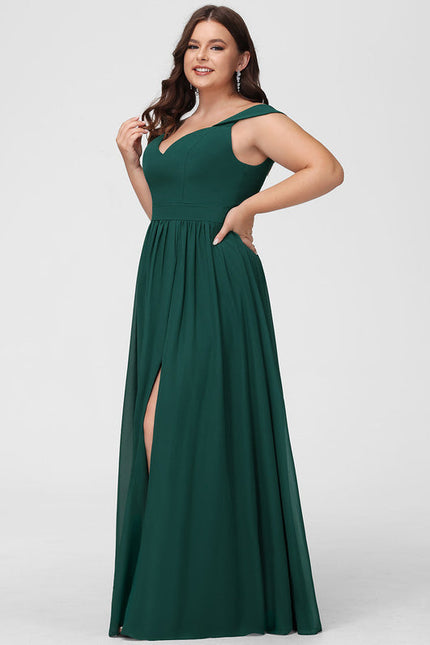 Robe Longue Vert Émeraude À Fente - gallery 8