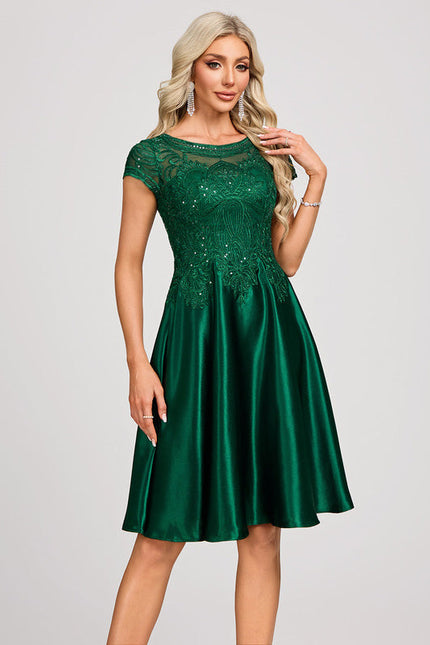 Robe De Soirée Verte Satinée - gallery 2