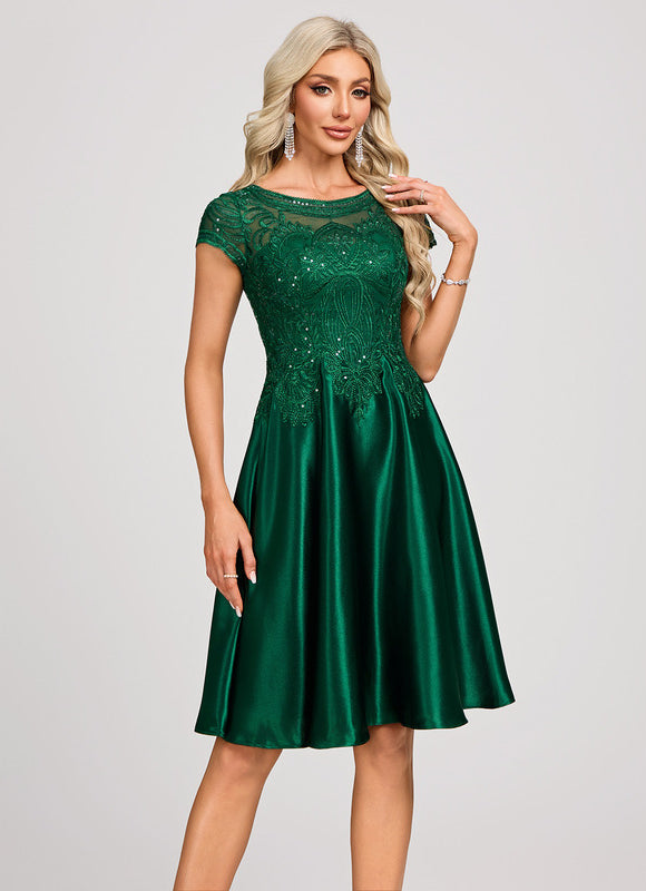 Robe De Soirée Verte Satinée - gallery 2
