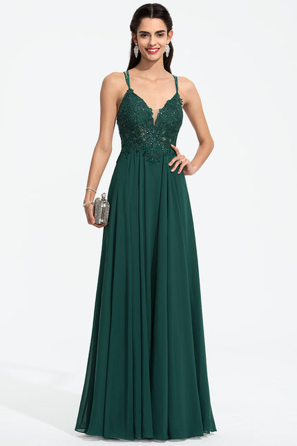 Robe Bal Émeraude Élégante Fluide - gallery 4