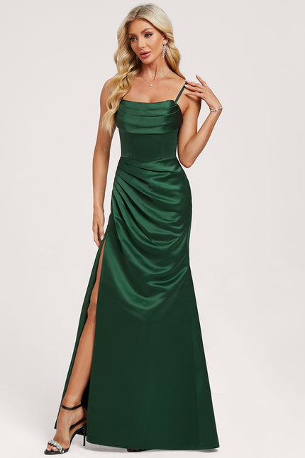 Robe Longue Satin Vert - gallery 2