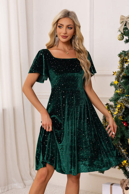 Robe Velour Vert Bouteille - gallery 5