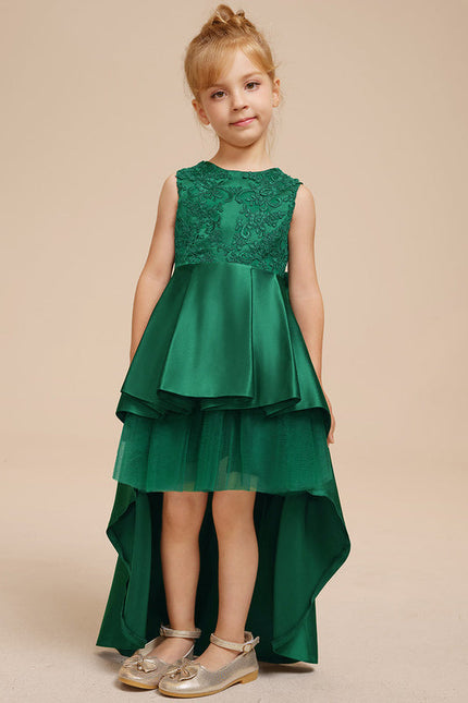 Robe Enfant Chic Asymétrique Verte - gallery 3