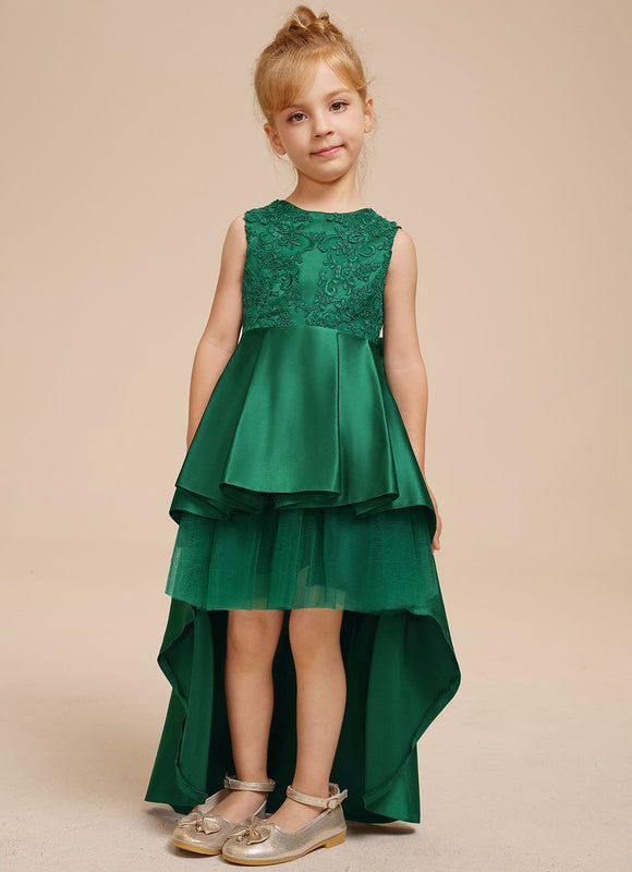 Robe Enfant Chic Asymétrique Verte - gallery 3