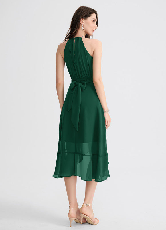 Robe Fluide Chic À Volants Verts - gallery 1