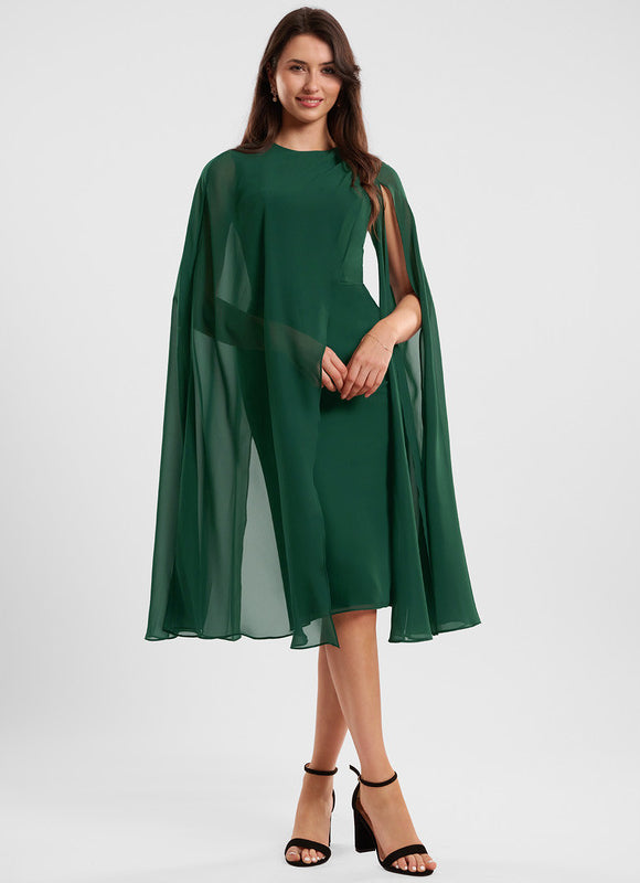 Robe Chic Mousseline Vert Émeraude - gallery 1