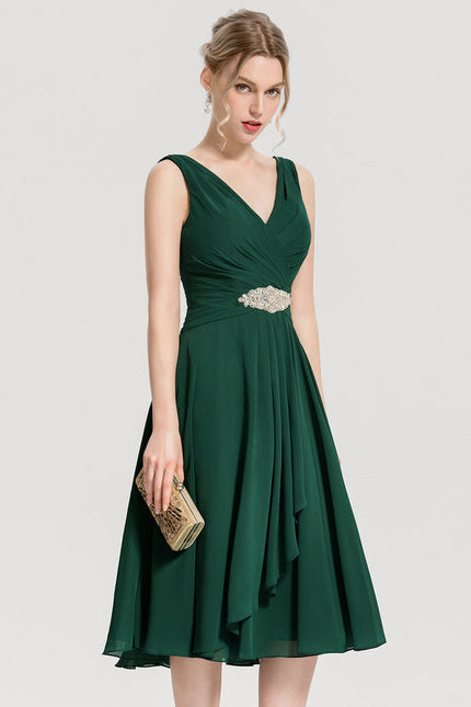Robe Cocktail Émeraude Fluide Élégante - gallery 8