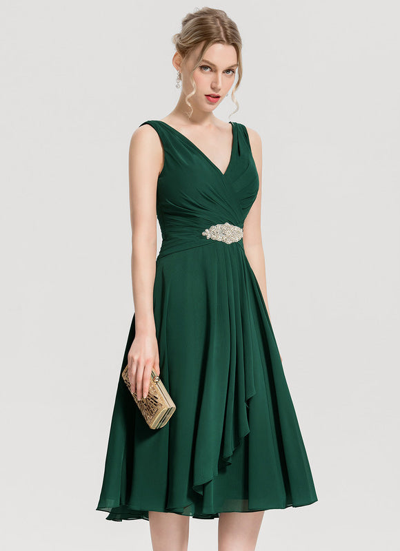 Robe Cocktail Émeraude Fluide Élégante - gallery 8