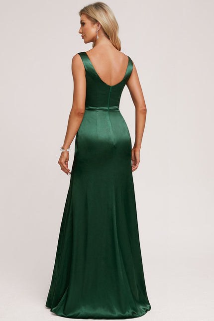 Robe Vert Kaki Satin - gallery 2