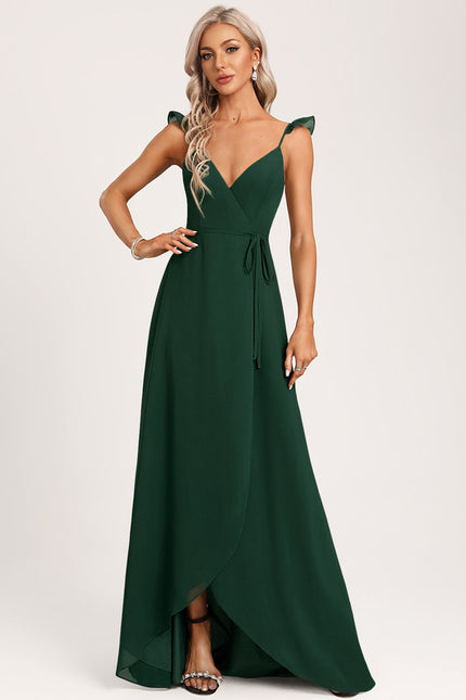 Robe Fluide Chic À Volants Verts